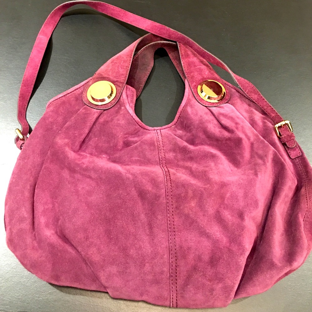 Gustto Hot Purple Leather Hobo Bag/ Used